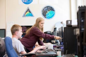 Two people work in the UGA SSRI.